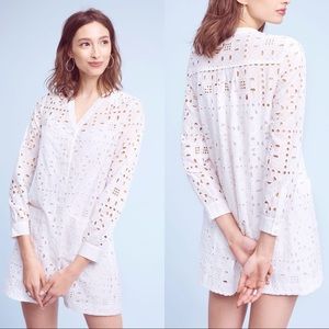 Mauve White Geo Eyelet Shirtdress PXS